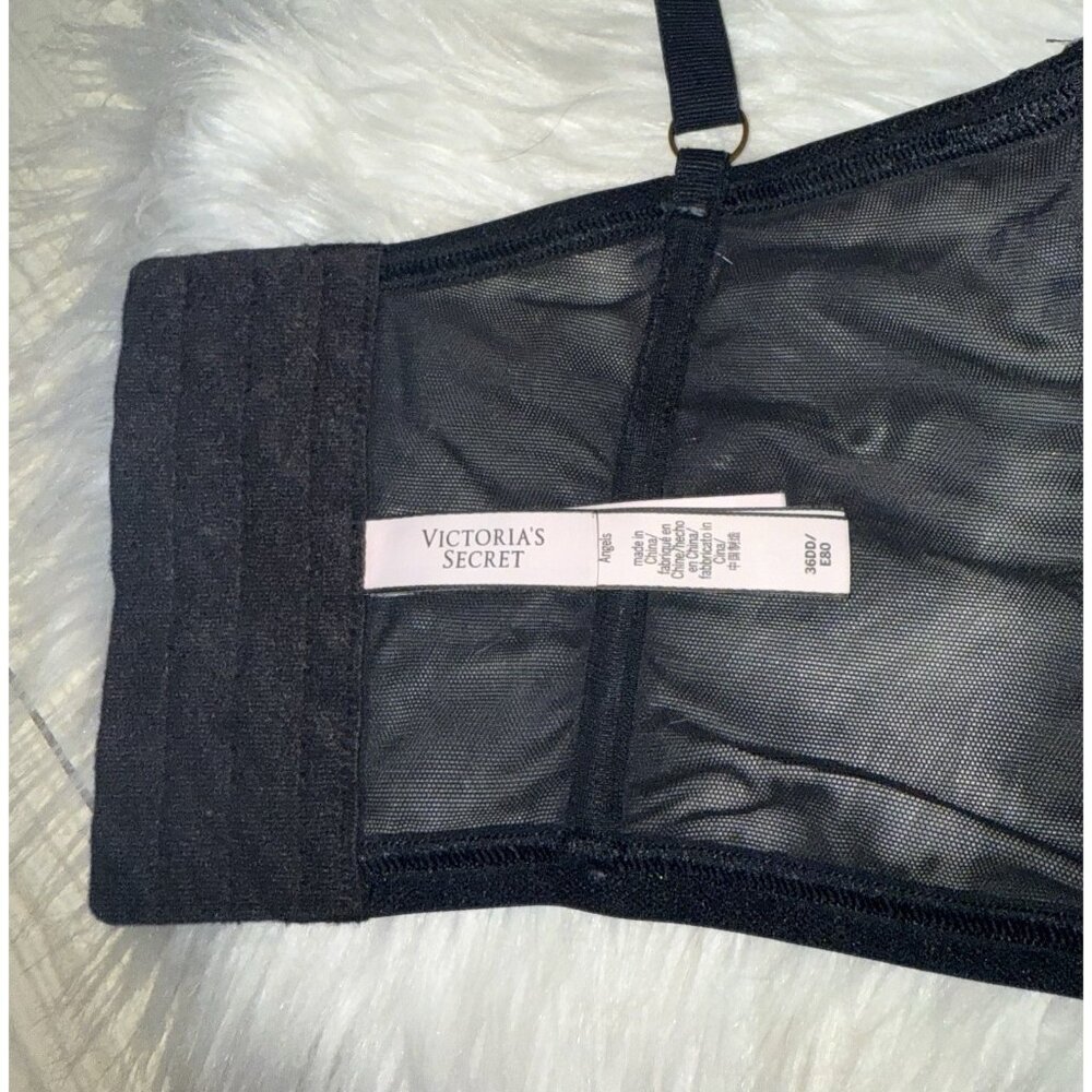 Victorias Secret Dream Angels Bustier Longline Bra Womens 36DD Glitter Black - Picture 5 of 6